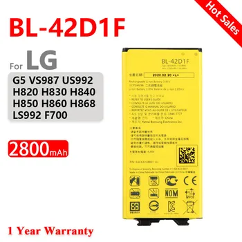 100% Оригинальный 2800 мАч BL-42D1F Аккумулятор для Телефона LG G5 VS987 US992 H820 H850 H868 H860 с номером отслеживания