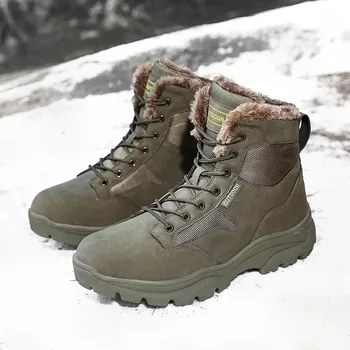 2023 Зимние армейские ботинки зеленого цвета с высоким берцем, теплые удобные мужские тактические ботинки в стиле милитари, высококачественные нескользящие защитные ботинки Man