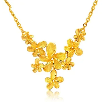 3D Ожерелье золотого цвета, Модное матовое ожерелье с цветочным кулоном, цепочка на Ключицу для женщин, свадебные украшения на День Святого Валентина