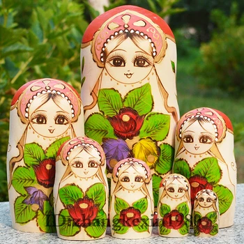 7 шт. Русские куклы-Скворечники с рисунком из сухой липы, 7-слойная Матрешка, деревянные развивающие игрушки 
