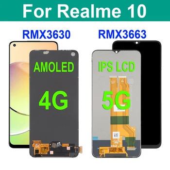 AMOLED Оригинал Для OPPO Realme 10 4G 5G RMX3630 RMX3663 ЖК-дисплей Замена Сенсорного экрана Дигитайзер В Сборе