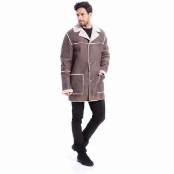 Denny & Dora 2018, Новая мужская кожаная куртка с меховой подкладкой, Длинное пальто с лацканами, Деловая повседневная куртка, Классическая мода