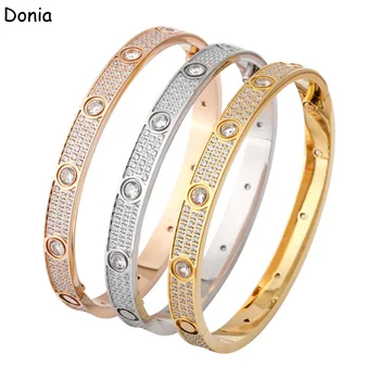 Donia Jewelry Европейская и американская Мода По всему Небу, Титановый винт с микро-Инкрустацией из Циркона AAA, Роскошный Браслет