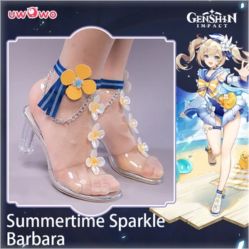 UWOWO Игра Genshin Impact Barbara/Обувь для косплея; Летний наряд; Летние блестящие ботинки для косплея;