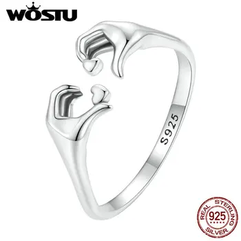 WOSTU Настоящее серебро 925 пробы, Романтические кольца-сердечки для женщин, Обручальные кольца для влюбленной пары, подарок на День Святого Валентина