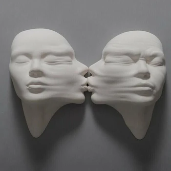 Абстрактная настенная подвеска с человеческим лицом, скульптура с выражением лица из смолы, Сюрреалистическое художественное украшение, абстрактная маска для сада