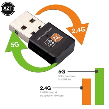 Беспроводная USB Сетевая карта WiFi Адаптер 600 Мбит/с wi-Fi Антенна для ПК 2,4 G 5 ГГц Двухдиапазонный Lan Ethernet Приемник Dongle 802.11ac