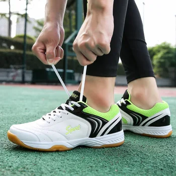 Весенне-зеленые дышащие мужские теннисные туфли, нескользящие легкие женские кроссовки для бадминтона, уличная тренировочная обувь, Puls Размер 46, tenis mujeres