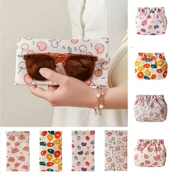 Женская косметичка для яиц, сумка для мелочей, Клубнично-вишневый футляр для очков, самозакрывающийся Медвежонок, сумки для монет, женские