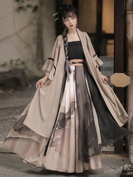Женское улучшенное длинное платье в древнем стиле Чанган, осеннее китайское традиционное платье, платье феи, китайский костюм для косплея