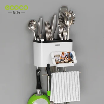 Креативная настенная Полая подставка для палочек для еды ECOCO, Многофункциональная стойка для хранения Тряпок, Держатель ножей для кухонных принадлежностей