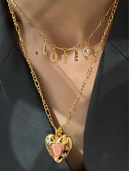 Латунь AAA Циркон Любовь Сердце ожерелье Женские ювелирные изделия в стиле Панк Дизайнер для подиума Редкое простое платье в японском Корейском стиле Бохо