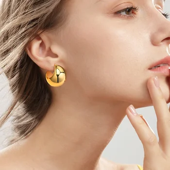 Массивные женские серьги из нержавеющей стали, С-образные, шикарные минималистичные украшения для ушей в форме капли