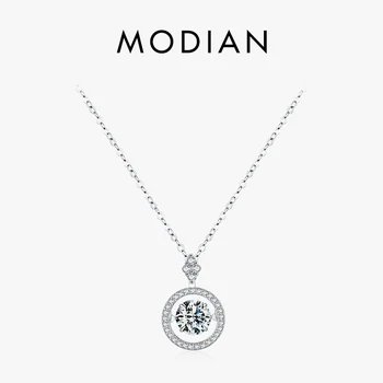 Модианское Серебро 925 Пробы, Шикарное сверкающее роскошное ожерелье-цепочка, Блестящие циркониевые Свадебные украшения для Помолвки Для женщин