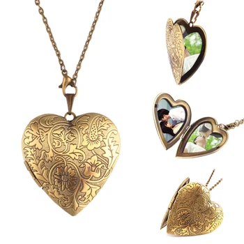 Модные Ожерелья Для Женщин, Мужские Бронзовые Сердечные Друзья, Фоторамка, Медальон, Подвеска, Цепочка, Ожерелье #60401