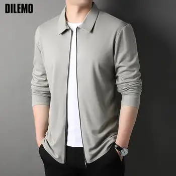 Мужская куртка DILEMO Высшего качества, Новый бренд, Дизайнерская обувь, Повседневные модные пальто на молнии в корейском стиле, Однотонная мужская одежда