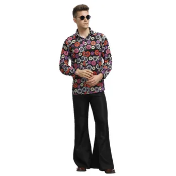 Мужская Рубашка для Косплея в стиле Диско 60-х 70-х на Хэллоуин, брюки в стиле Ретро, костюм девушки в стиле хиппи Go Go