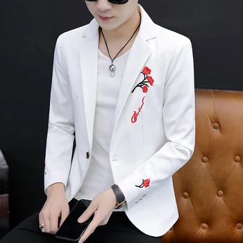 Мужской Корейский приталенный костюм, мужские весенне-осенние тонкие топы, красивый повседневный маленький костюм в стиле вестерн