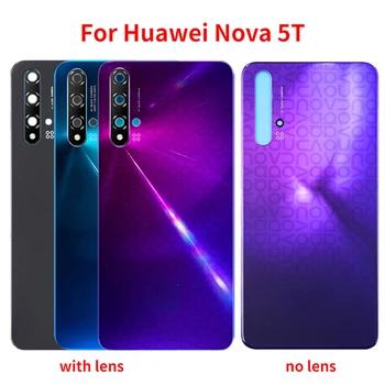 Новое Заднее стекло для Huawei Nova 5T Батарея Задняя крышка панель Задняя дверь Корпус Чехол С рамкой камеры Объектив + клей