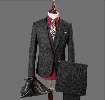 Новое поступление, мужской высококачественный сшитый на заказ костюм, комплект из 3 предметов, свадебный деловой костюм для мужчин, сшитый на заказ Traje Hombre (куртка + брюки + жилет)