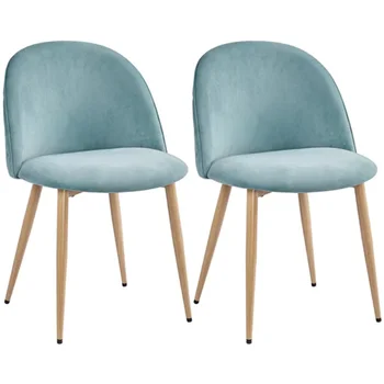 Обеденные стулья BOUSSAC Velvet с деревянными ножками, комплект из 2 штук, Aqua
