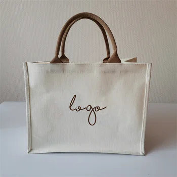 Оптовая продажа, 100 шт./лот, горячая прочная модная хлопковая сумка для покупок, Свадебная, с логотипом на заказ, сменные сумки Canva с ручками