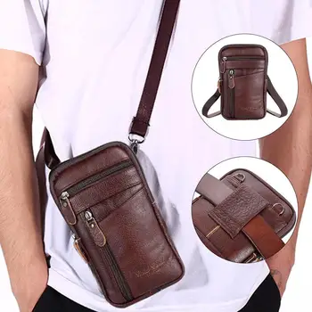Портативные мужские карманы для мобильного телефона, Кожаная сумка с зажимом для ремня, Модный рюкзак через плечо, сумка на пояс Casua