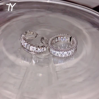 Роскошное блестящее кольцо с кристаллом циркона Серебристого цвета, открытое Кольцо для женщины, Корейские модные украшения, Новые необычные сексуальные кольца для свадебной вечеринки для девочек