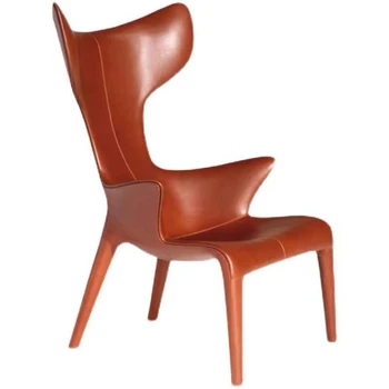 роскошное дизайнерское кожаное кресло с одинарной спинкой из стеклопластика специальной формы с рыбьим хвостом для отдыха, диван-кресло для творческих дискуссий