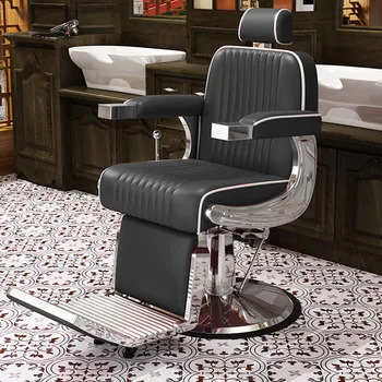 Роскошное кресло для салона красоты, Эргономичная подставка для ног, вращающееся кресло для парикмахера, Профессиональное кожаное парикмахерское оборудование Cadeira LJ50BC