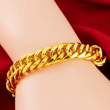 Роскошный женский браслет из 18-каратного золота, роскошный мужской браслет Bizuteria, бижутерия Pulseira, женские украшения, свадебный браслет золотого цвета