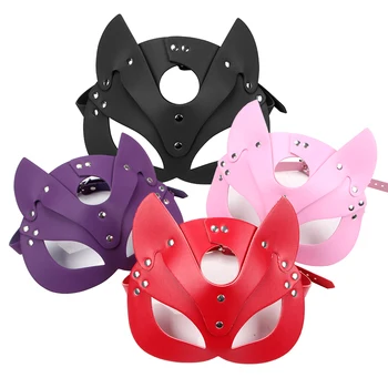 Сексуальная Женская маска лисы для косплея из искусственной кожи, маска для секса на Хэллоуин, маска для вечеринки, экзотические аксессуары, ролевые игры, маски кошек на половину лица