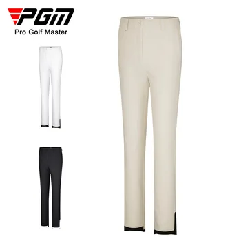 Спортивные брюки для гольфа PGM, Весна-лето, дышащие, с цветным блокирующим разрезом, Девятые брюки, Спортивная одежда для гольфа для отдыха, Брюки для женщин