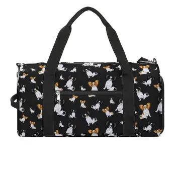 Спортивные сумки для собак Papillon, спортивная сумка для любителей домашних животных с обувью, винтажные сумки, мужская женская сумка для фитнеса выходного дня с принтом
