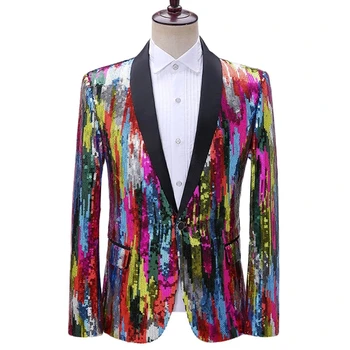 Стильный пиджак для сцены, мужские костюмы, Полосатый пиджак с блестками, Блейзер, мужская роскошная одежда для певицы