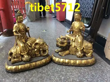 Тибетский буддийский бронзовый МАНДЖУШРИ Вишвабхадра 2 статуя будды высотой 47 см Украшение сада Бронзовая Отделка Статуя Исцеляющего Будды